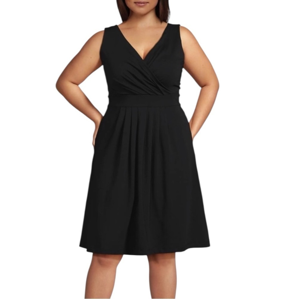 Lands’ End Women’s Black Sleeveless Dress L 14/16